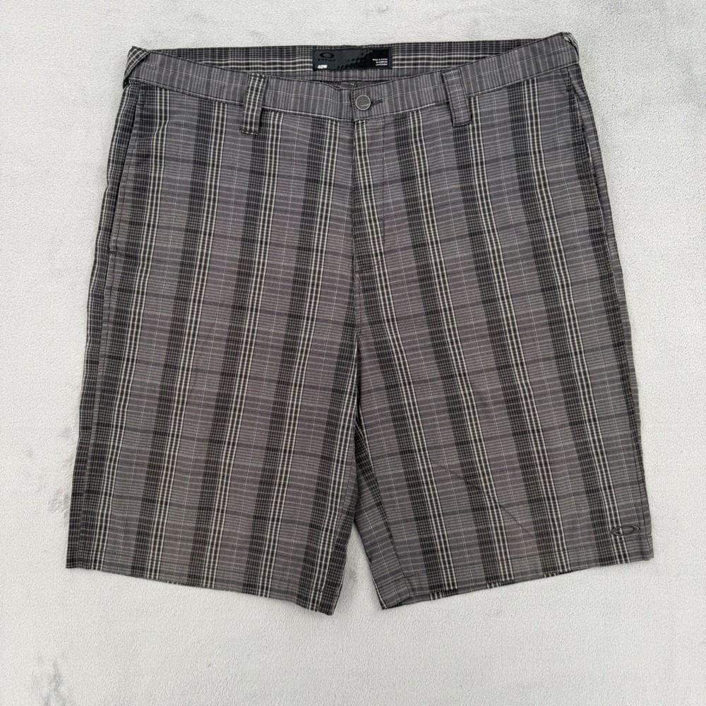 Oakley Mens Grey Plaid Flat Front Casual Shorts Summer Men's Size 40W